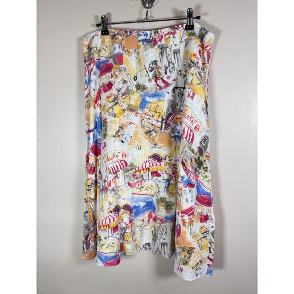 Liz Claiborne Dresses & Skirts - Liz Claiborne Womens Skirt Linen A Line Midi Novelty Print French 14 Coastal